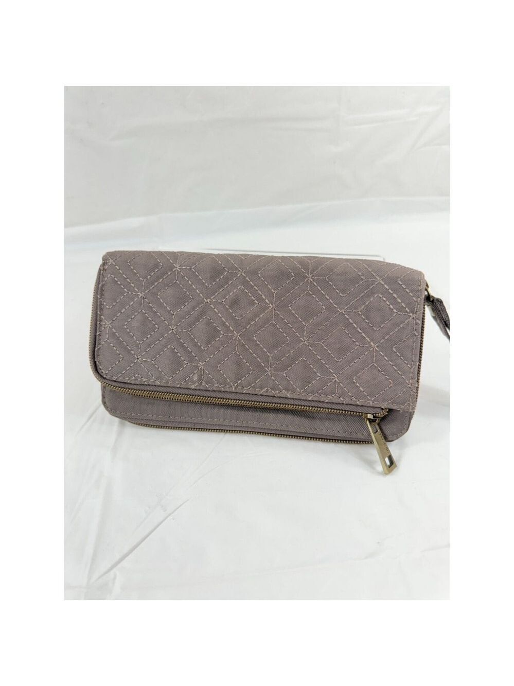 Travelon Safe ID rfid blocking taupe full zip clutch new